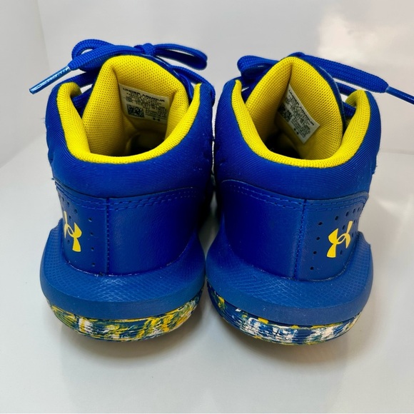 Kids Under Armour Blue and Yellow Boys Sneakers with Ankle Support, ExcellentCon - Picture 4 of 7